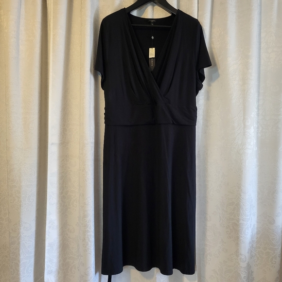 TALBOTS Womens Wrap Front Jersey Dress, Plus Size 3X, Black - Picture 10 of 14